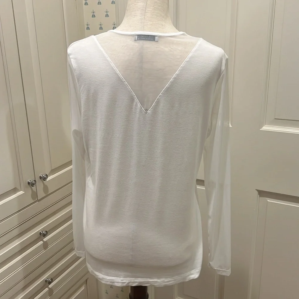 ANATOMIE KIM STYLE PURE WHITE LIGHTWEIGHT, SOFT, MESH-SLEEVE TOP - Picture 4 of 6